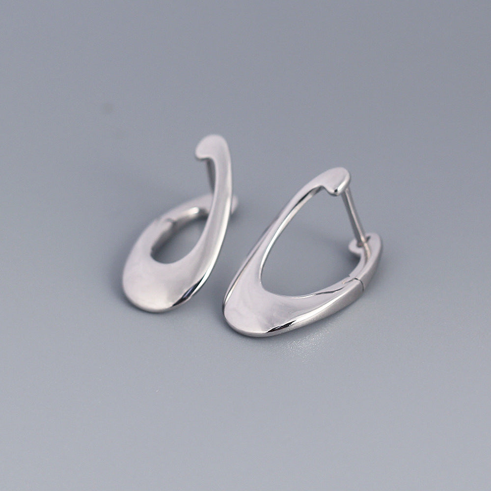 Eleganti Orecchini a Cerchio Placcati Geometrice in Argento Sterling 925