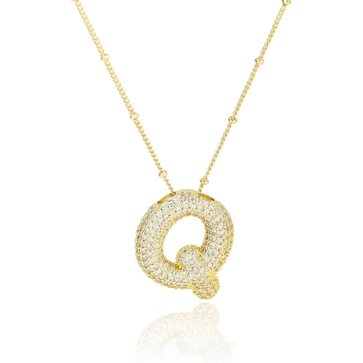 Fashion Plated Brass Letter Bubble Pendant Necklace for Women