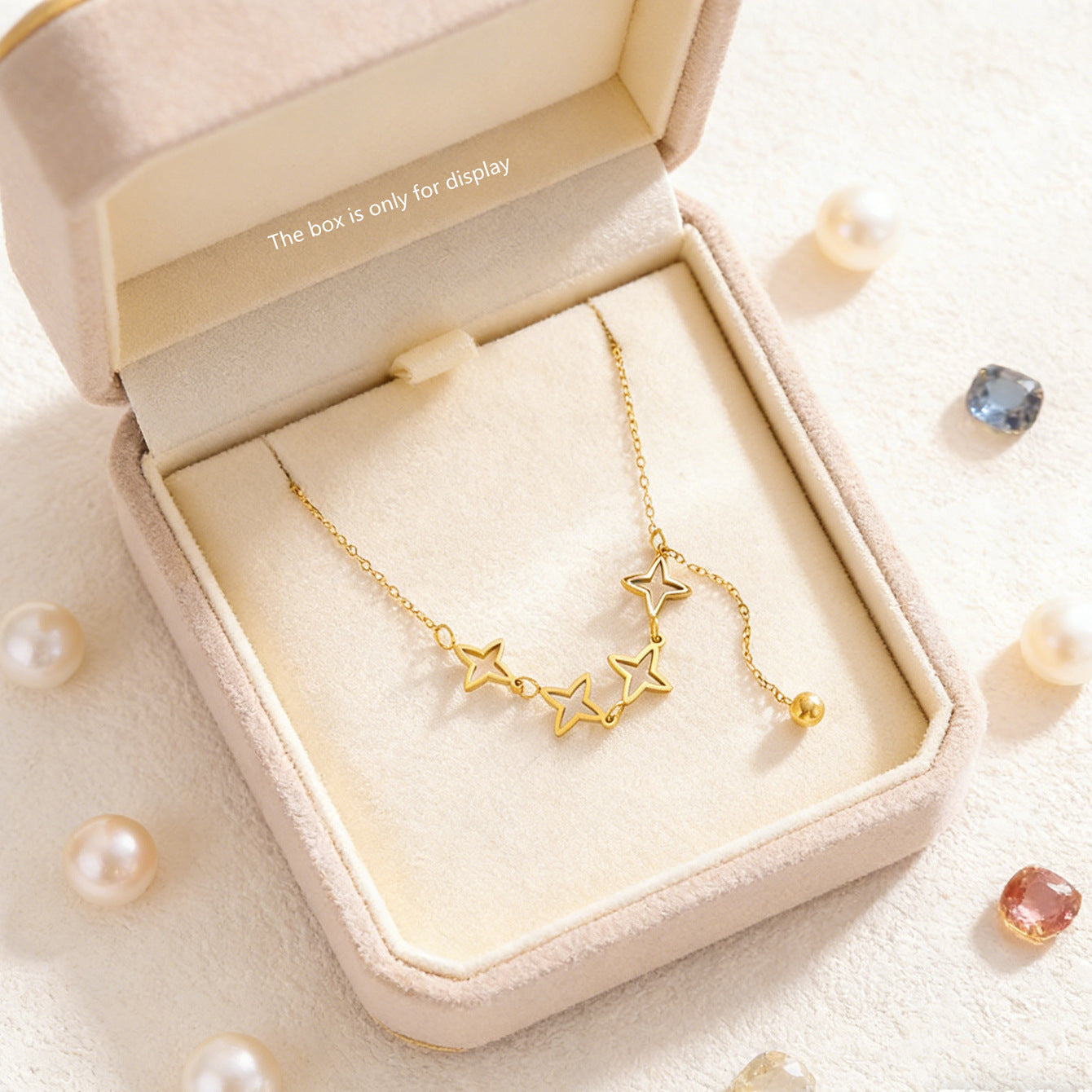 Collar de Lujo con Colgante de Estrella de Acero Inoxidable con Baño de Oro de 18K y Borla para Mujer