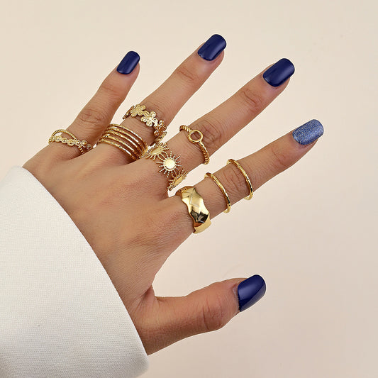 Minimalist Geometric Hollow Open Adjustable Titanium Steel Ring