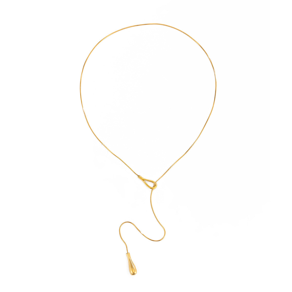 Elegant Minimalist Teardrop Pendant Necklace 18K Gold Plated Stainless Steel Adjustable Cable Chain for Women