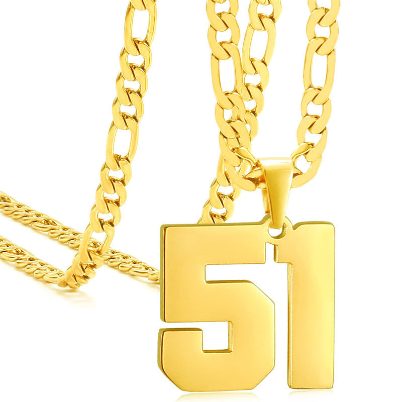 Minimalist Numeric Pendant Necklace for Men and Women Stainless Steel Chain with Polished Titanium Steel Charm