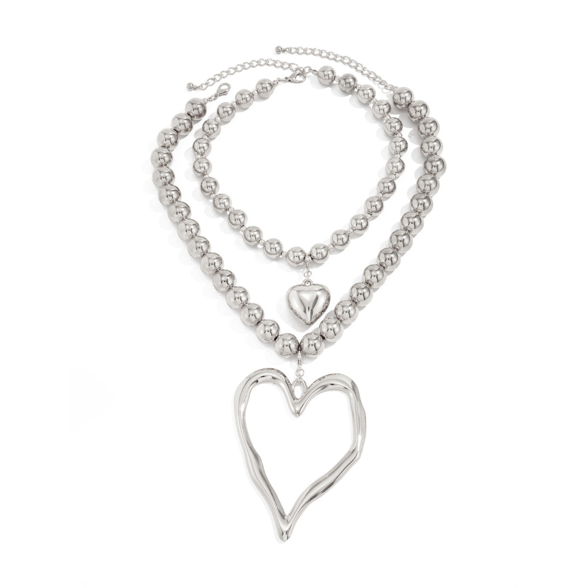 Luxury Elegant Heart Zinc Alloy Plated Necklace with Imitation Pearl Beads for Women