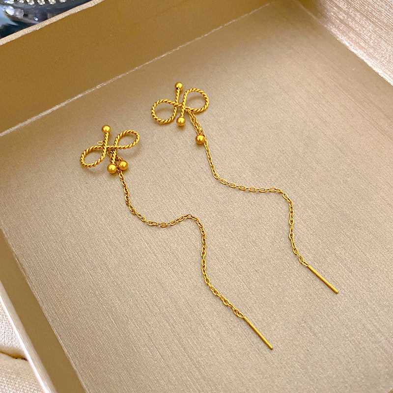 Minimalist Elegant Floral Titanium Steel Drop Earrings for Women