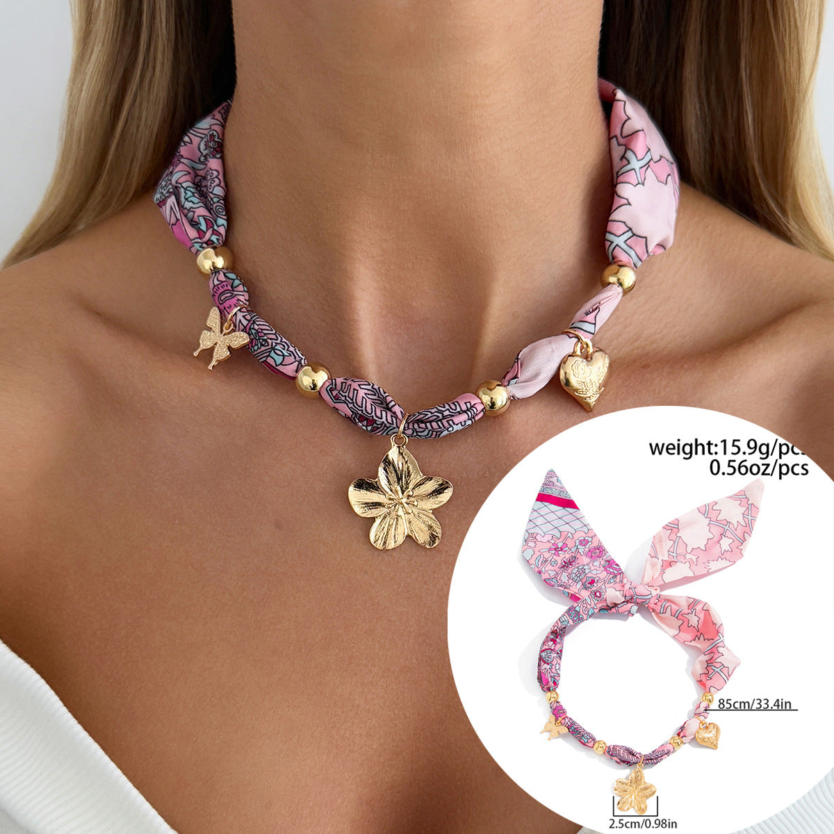 Sweet Plated Zinc Alloy Starfish Butterfly Pendant Necklace for Women