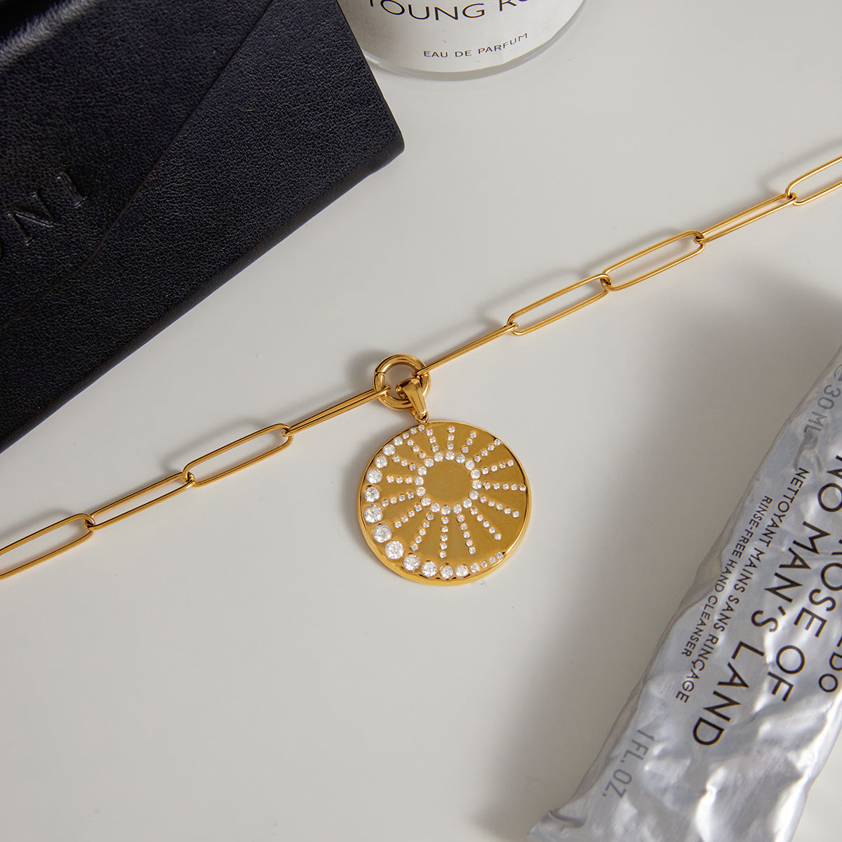 Minimalist 18K Gold Plated Geometric Stainless Steel Necklace for Women