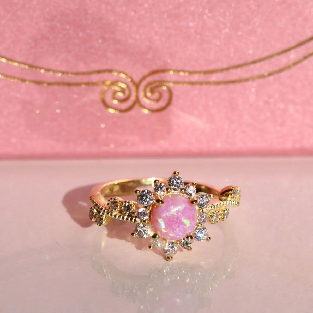 Artistic Geometric Opal Pendant Necklace with Micro-Paved Zircon Stars in Copper Chain