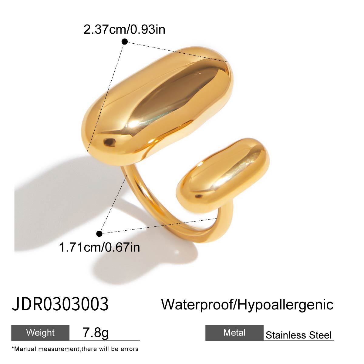 Color Block Oval Geometric Stainless Steel and Titanium Steel Plated Earring and Ring Set for Women