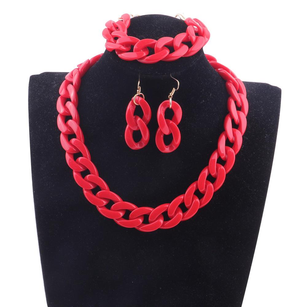 Minimalist Sweet Geometric Acrylic Pendant Necklace Set for Women