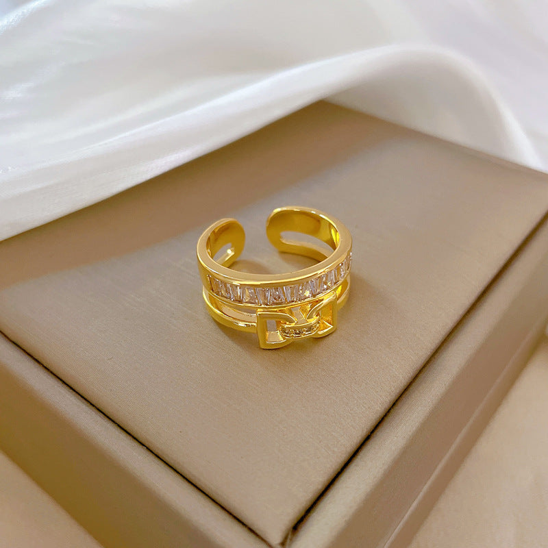 Minimalist Butterfly Knot Women's Ring in Brass with Gold Plating, Lightweight Luxury Finger Ring for Index Finger