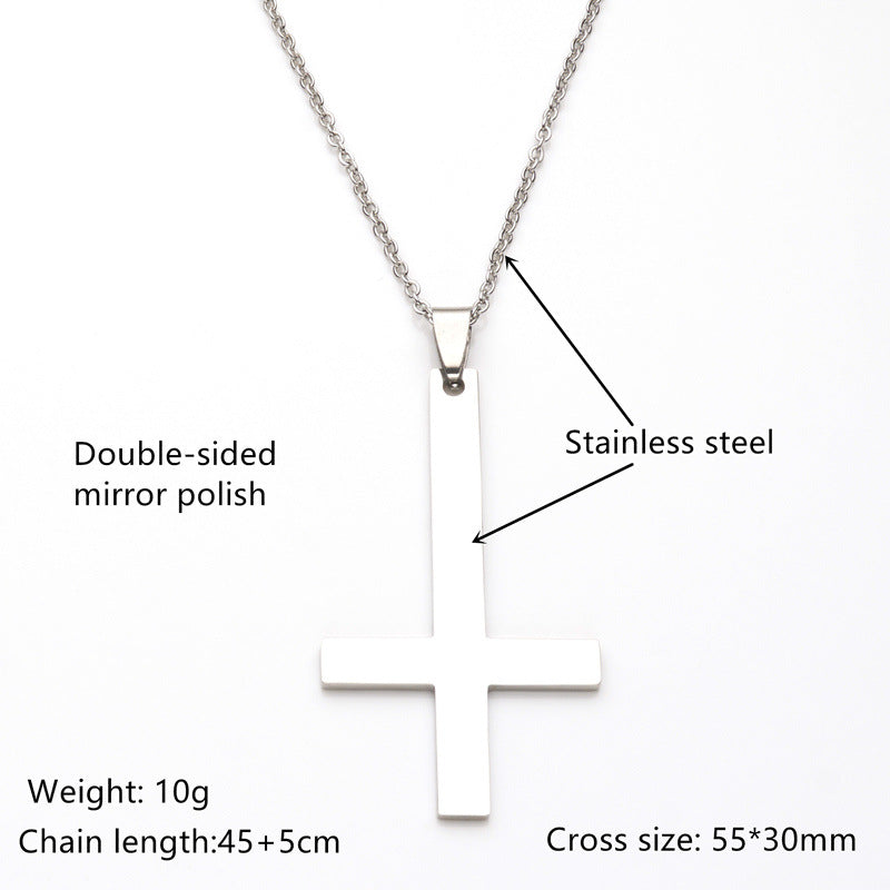 Collana con ciondolo a croce rovesciata in acciaio inossidabile, gioiello geometrico minimalista e alla moda per pendolari, da donna e da uomo