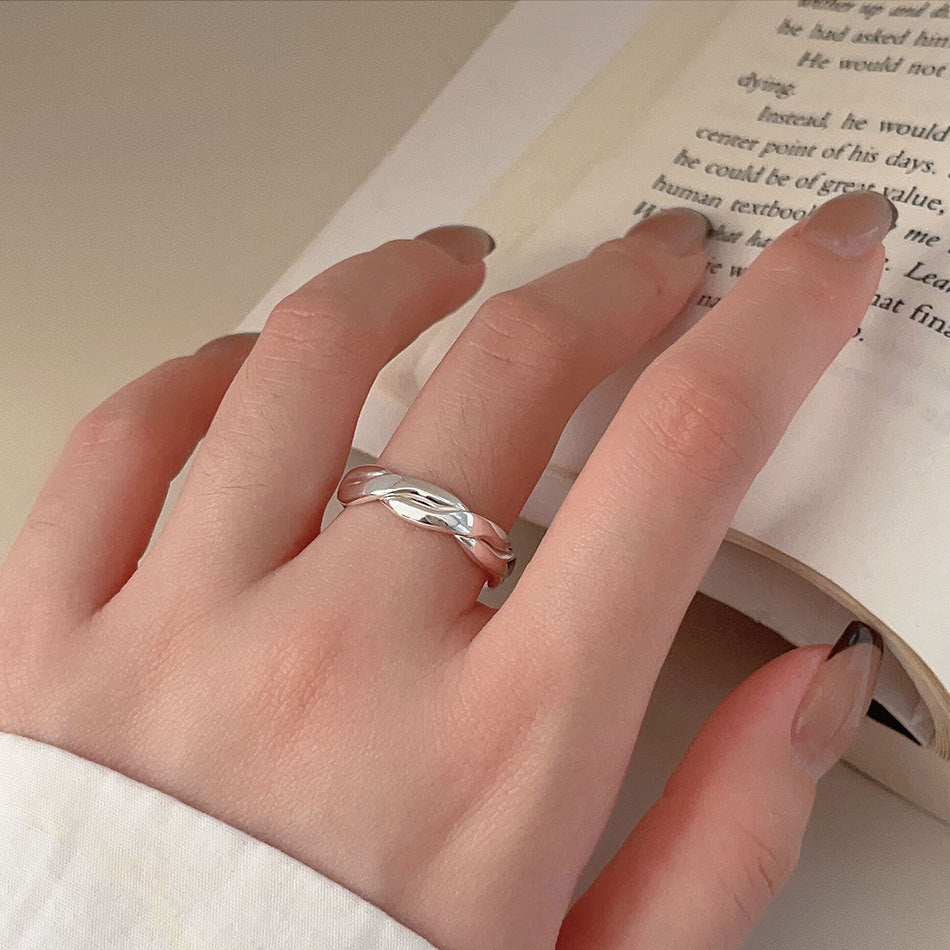 Anello da donna in argento sterling 925 con linea geometrica, dolce