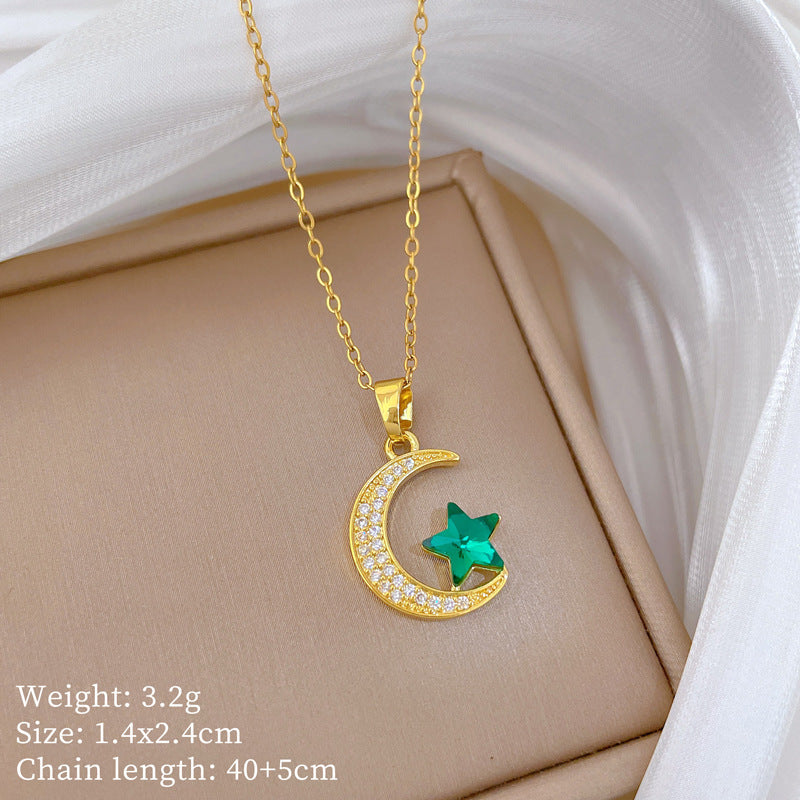 Sweet Minimalist Animal Shape Micro-Inlaid Cubic Zirconia Brass Pendant Titanium Steel Necklace for Unisex