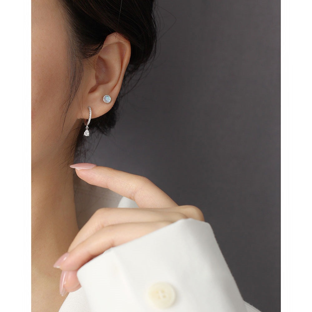 Minimalist Geometric S925 Sterling Silver Stud Earrings with Agate and Turquoise Accents
