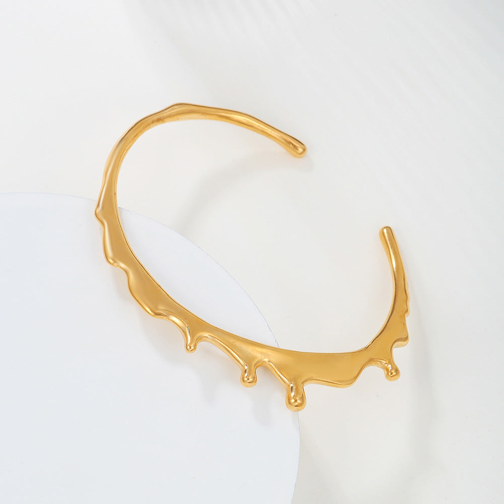 Minimalist Gold Plated Geometric Teardrop Titanium Steel Bracelet