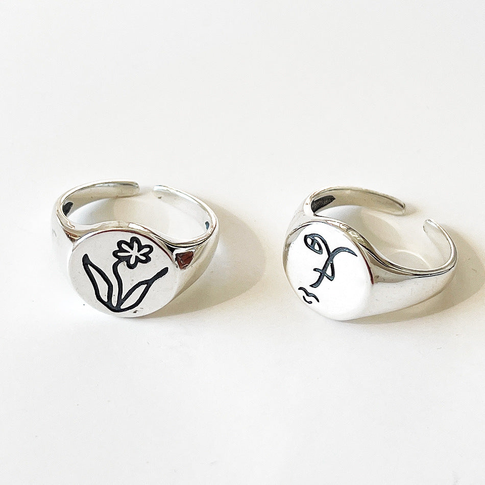 Minimalist Sweet 925 Sterling Silver Carved Floral Rose Wheat Ring for Women