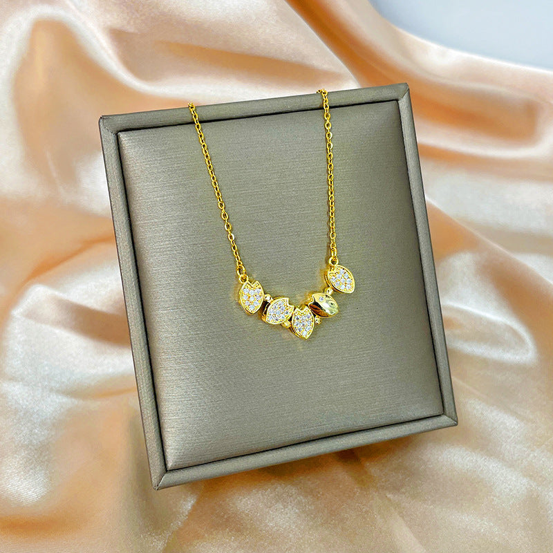 Minimalist Geometric Titanium Steel Necklace with Gold-Plated Copper Pendant and O-Chain for Women