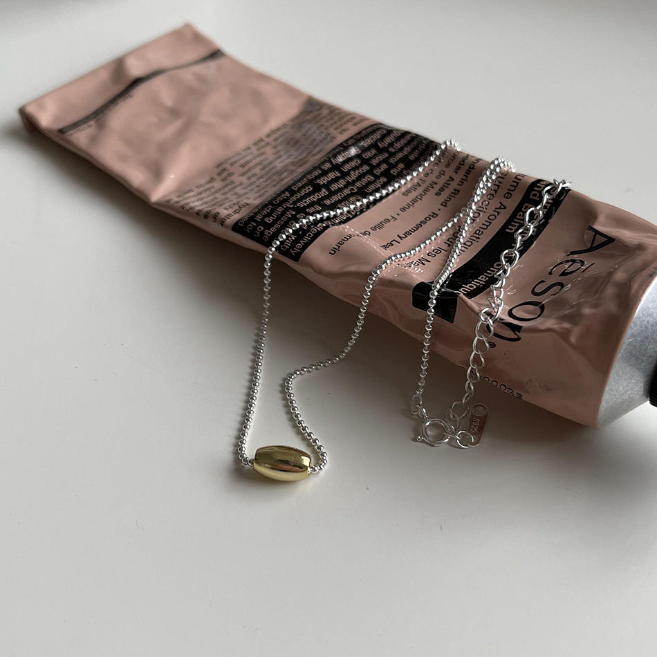 Natural Style Olive Bead Necklace for Women in 925 Sterling Silver with Woven Chain Design