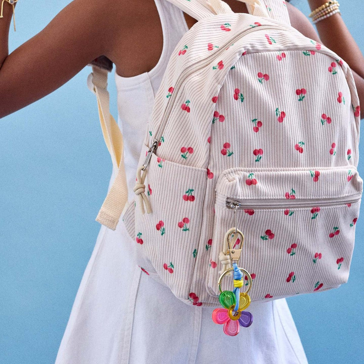 Colorful Resin Letter Bag Charm with Rhinestone Daisy and Tassel