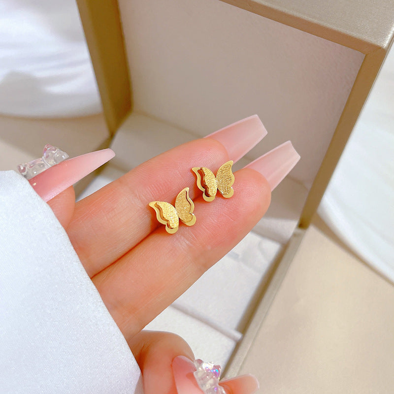 Minimalist Sweet Geometric Titanium Steel Plated Stud Earrings