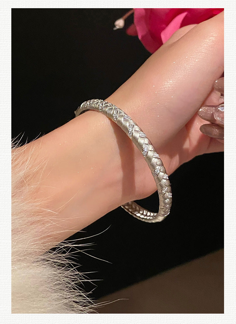 Luxury Elegant Geometric Alloy Plated Bracelet with Cubic Zirconia for Women