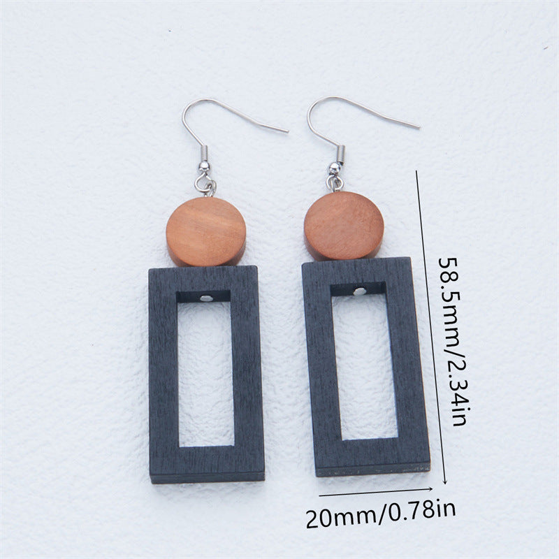 Minimalist Vintage Wooden Hoop Earrings for Women with Polished Finish and Cloud Motif