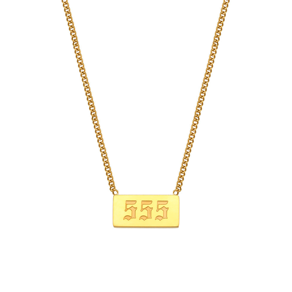 Minimalist Angel Number Pendant Necklace in Stainless Steel with Plated Finish for Women