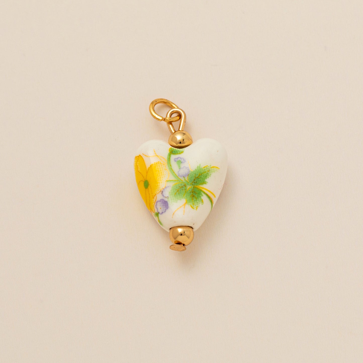 Minimalist Heart and Butterfly Brass and Ceramic Pendant Necklace