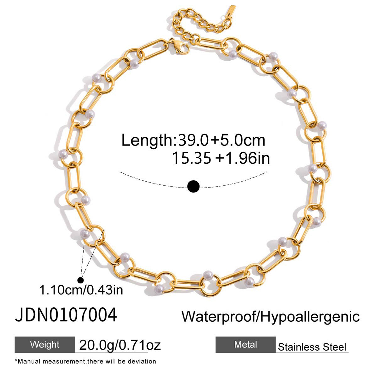 Collana minimalist in acciaio titanio placcato geometrico da donna con ciondolo effetto perla e catena in acciaio inossidabile alla clavicola