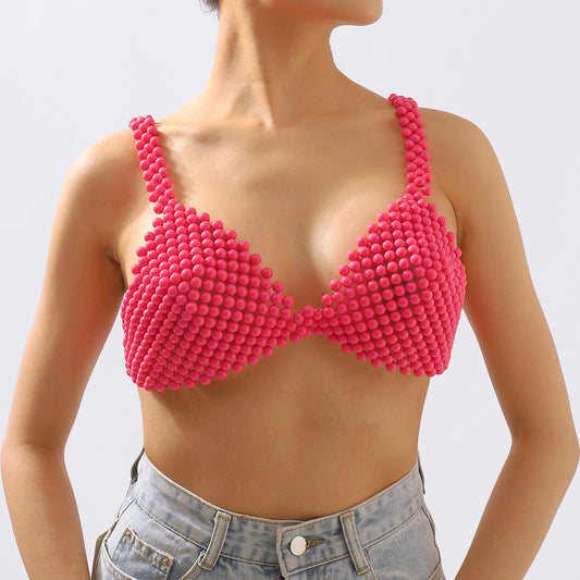 Catena per il corpo da donna in acrilico con design geometrico e perline fatte a mano, stile vintage