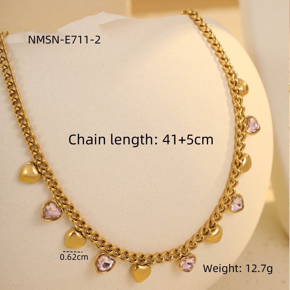 Collana da Donna Minimalista alla Moda con Ciondolo a Nappa in Acciaio Inossidabile, Intarsio di Strass e Finitura Placcata