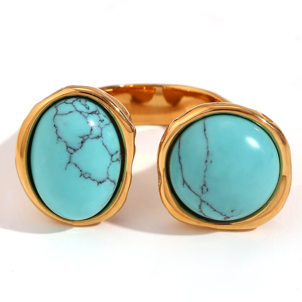 Anillo Minimalista Geométrico de Acero Inoxidable con Baño de Oro de 18K y Diseño Irregular con Micro Pavé para Mujer