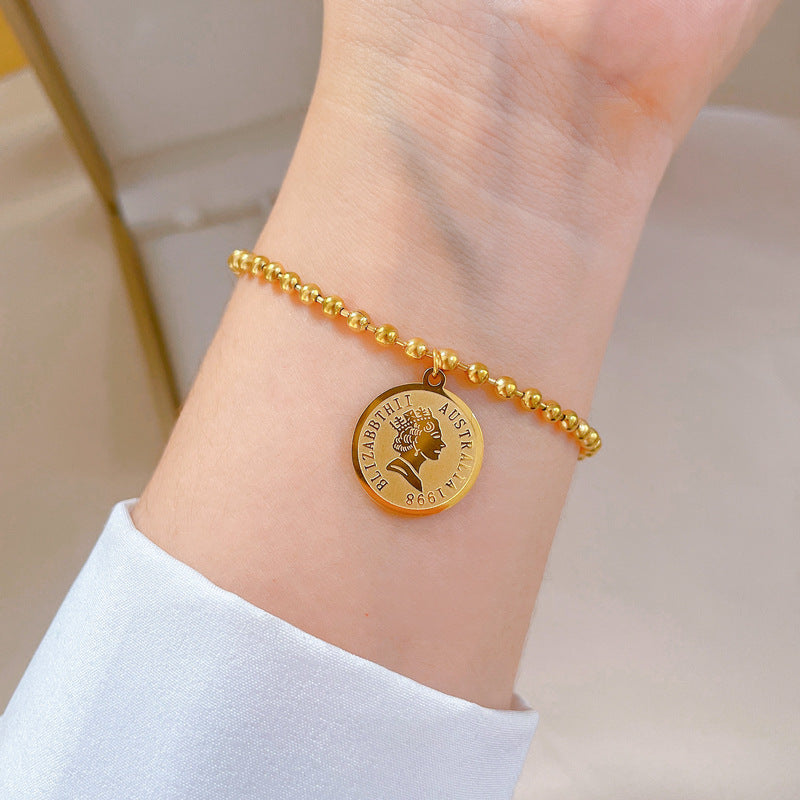 Zodiac Luxury Titanium Steel Gold Plated Bracelet with Cubic Zirconia for Unisex