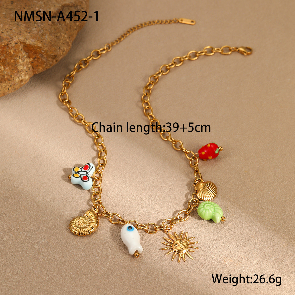 Collana da donna placcata in acciaio inossidabile a forma di stella geometrica, stile vacanza alla moda per la spiaggia e l'oceano
