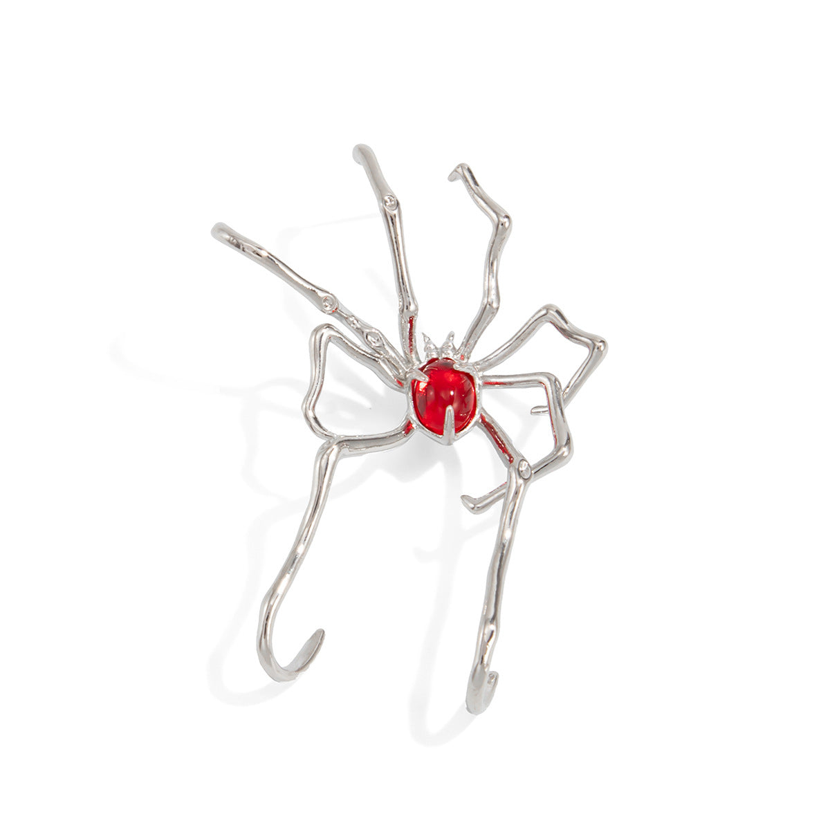 Sweet and Edgy Spider Outline Ear Cuffs for Women Alloy Earrings with Rhinestone Inlay Dark Aesthetic Halloween Jewelry