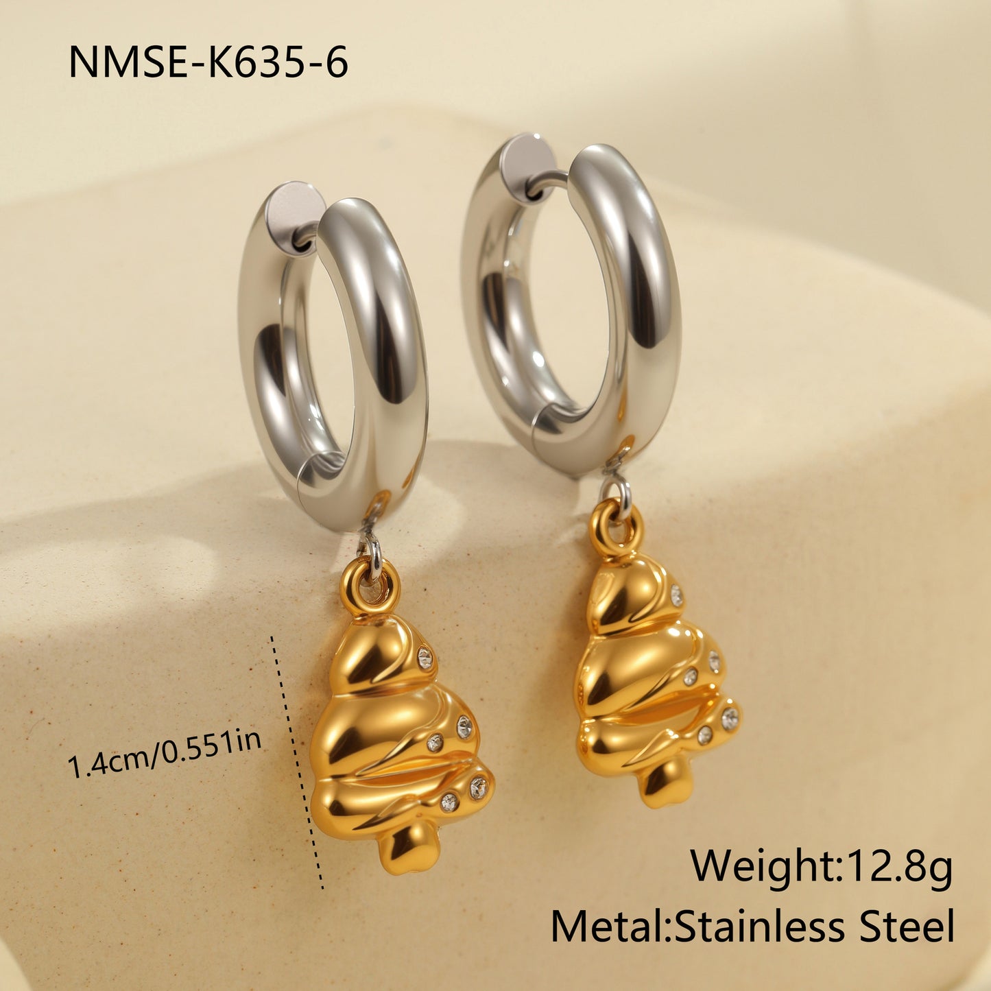 Fashionable Heart and Star Shaped Stainless Steel Earrings with 18K Gold and Silver Plating for Women