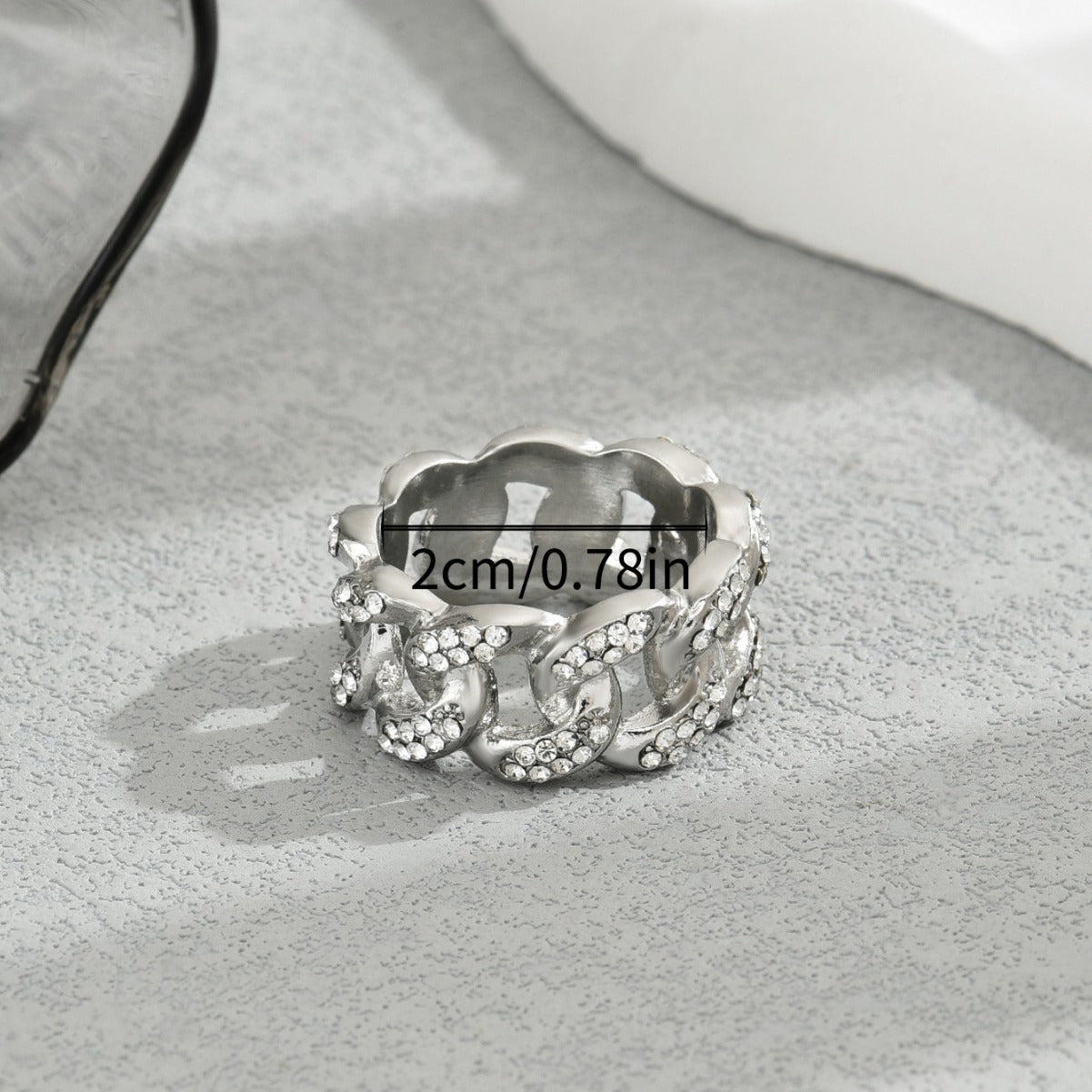 Anello Minimalista Geometrico in Lega di Zinco da Donna con Intarsio di Diamanti, Anello Semplice per Dito Indice