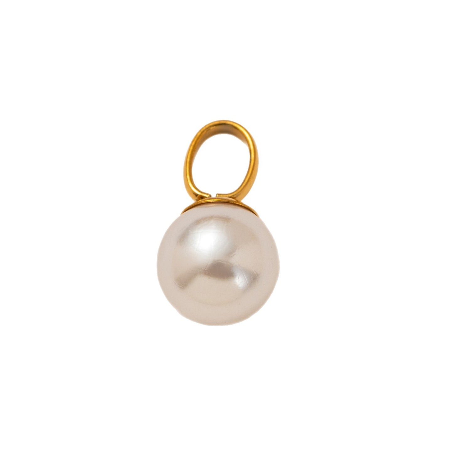Minimalist 18K Gold Plated Round Square Pearl Titanium Steel Charm Bar Necklace