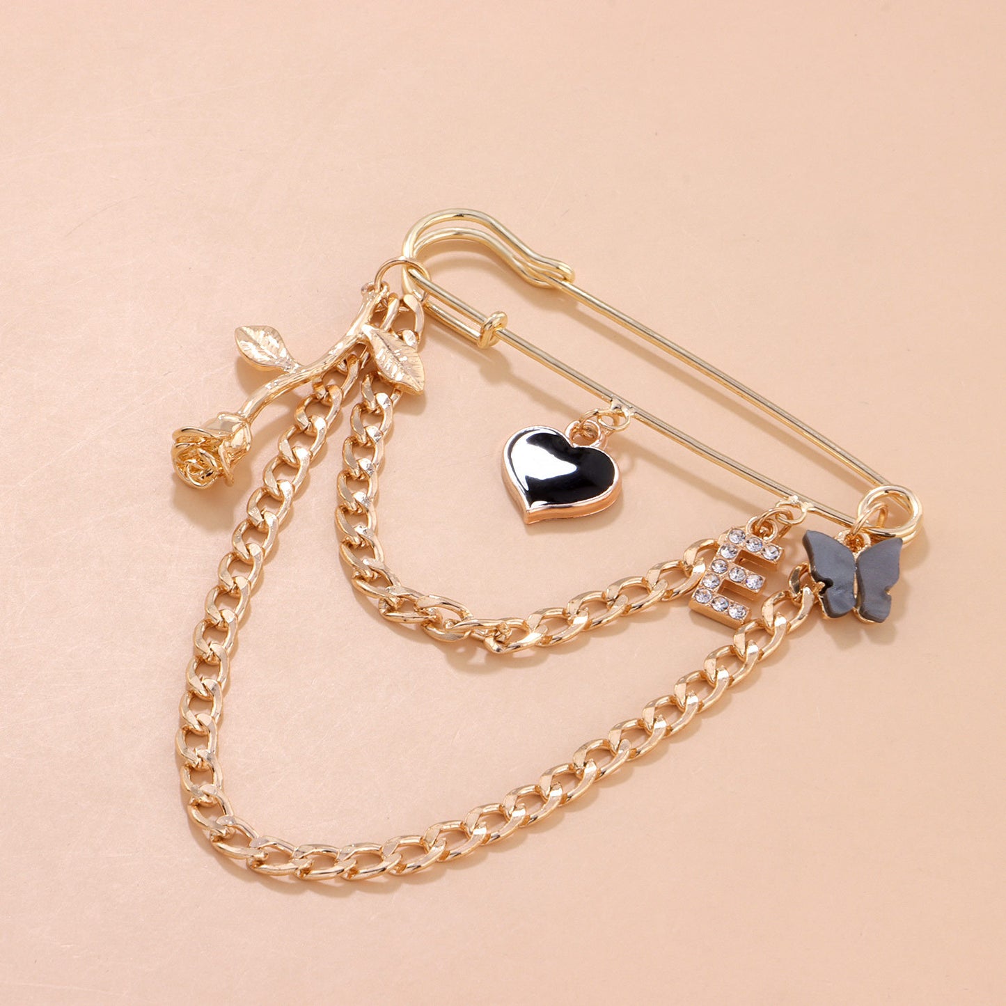 Luxury Butterfly Letter Floral Heart Rhinestone Alloy Plated Women's Brooch