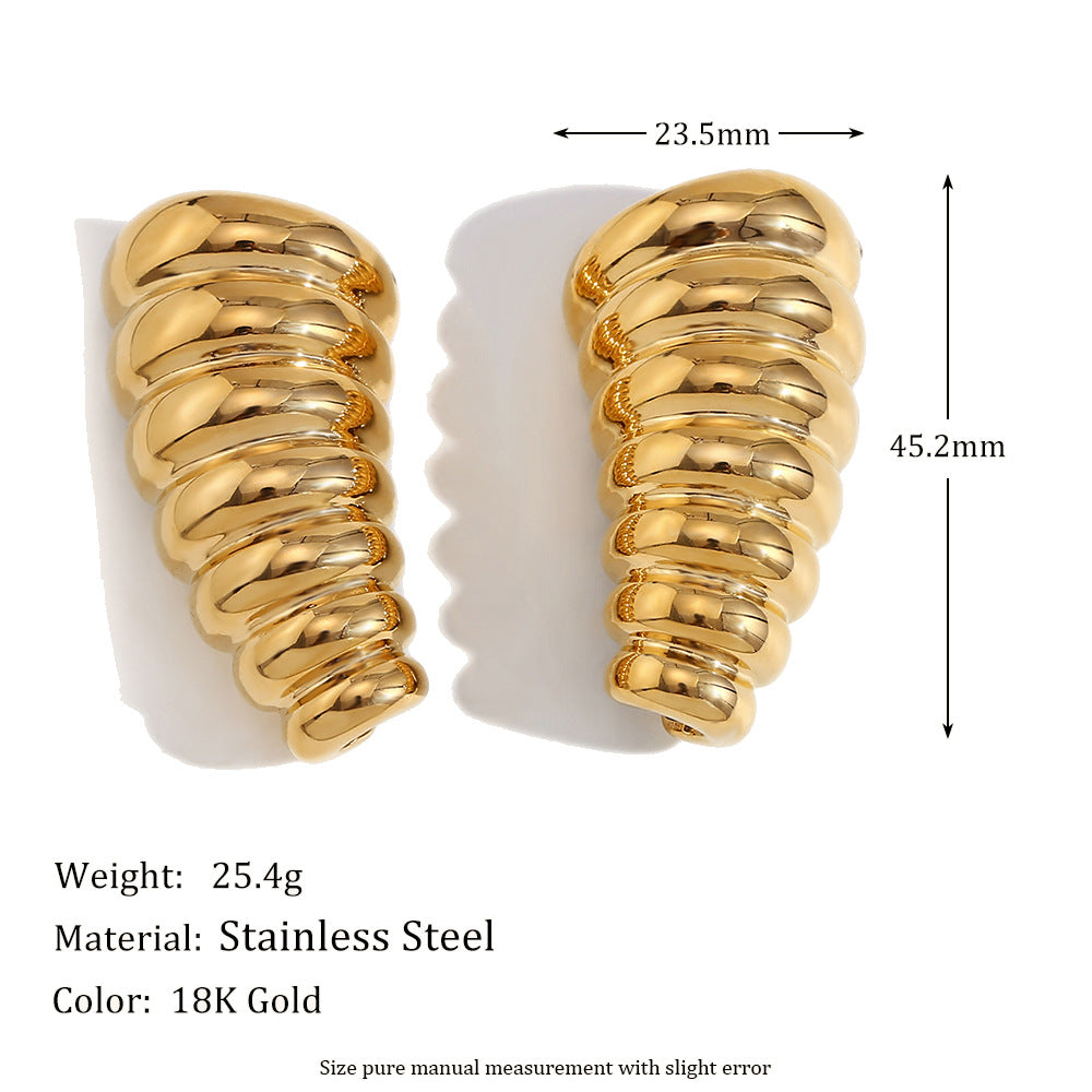 Fashionable Geometric Stainless Steel Earrings with 18K Gold Plating for Women