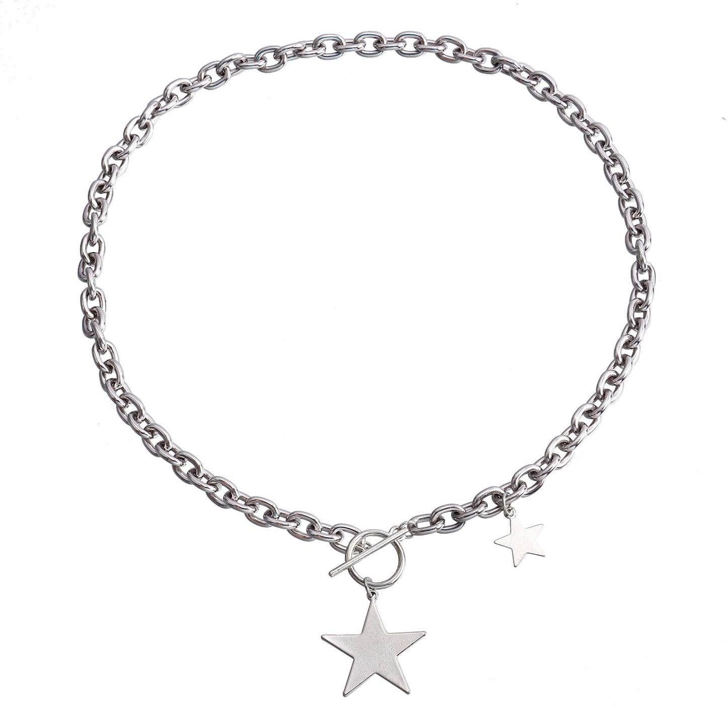 Minimalist Geometric Star Pendant Necklace Set for Women with Alloy Chain and Electroplated Finish