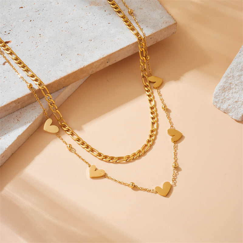 Fashion Minimalist Office Stainless Steel Plated Heart Pendant Necklace with Box Chain