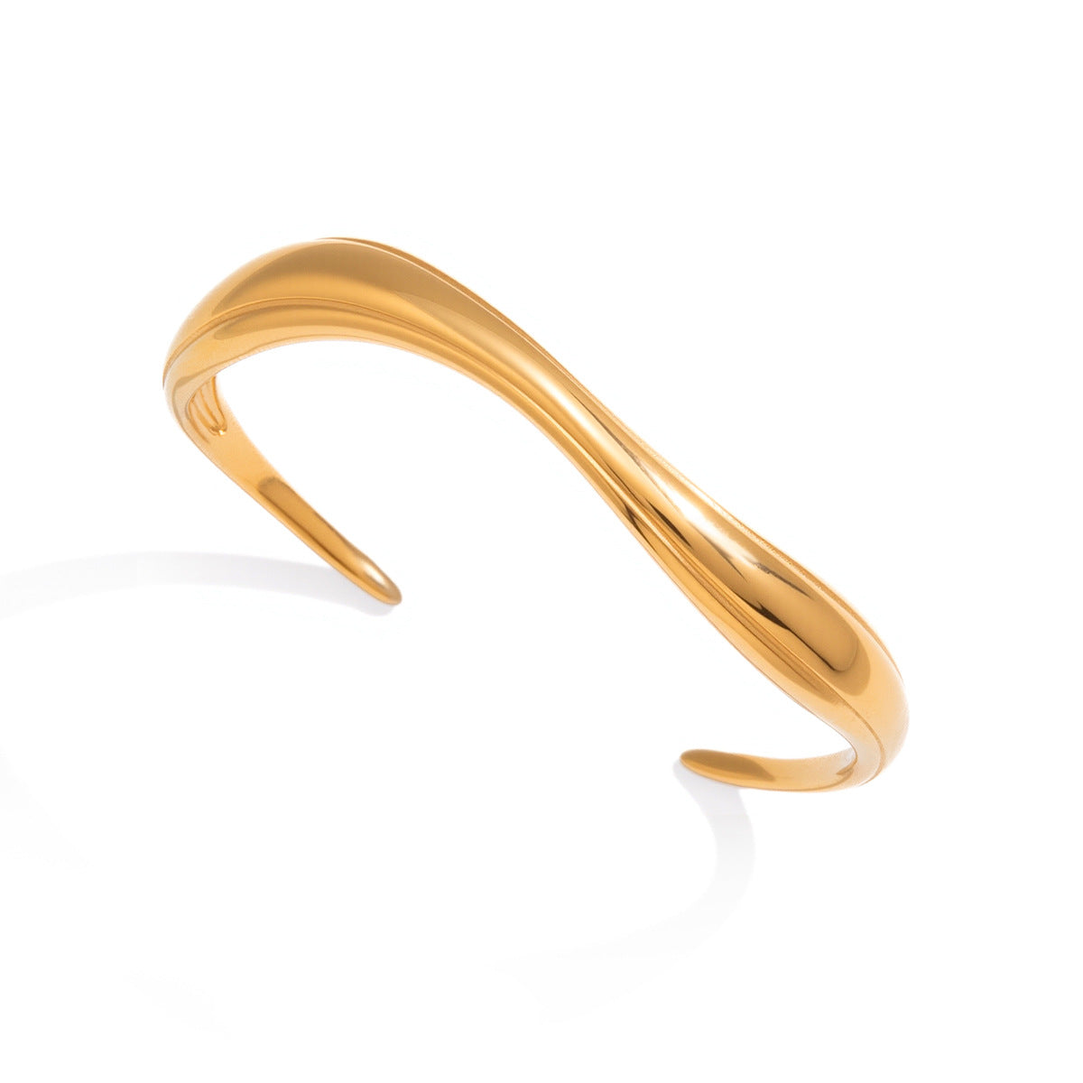 Geometric Wave Plated Stainless Steel Bracelet for Women