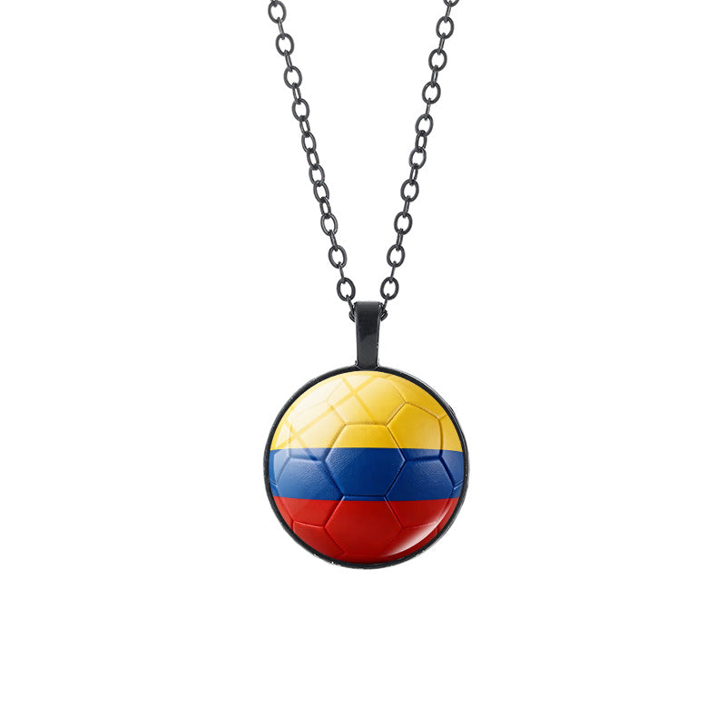 Collana casual in lega placcata con ciondolo in cristallo nero, catena a cavo unisex