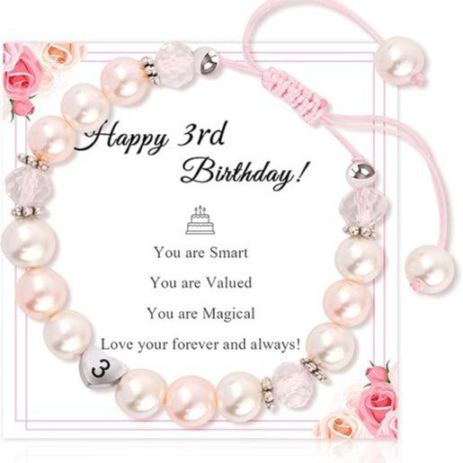 Sweet Pink Pearl Butterfly Letter Charm Bracelet for Women