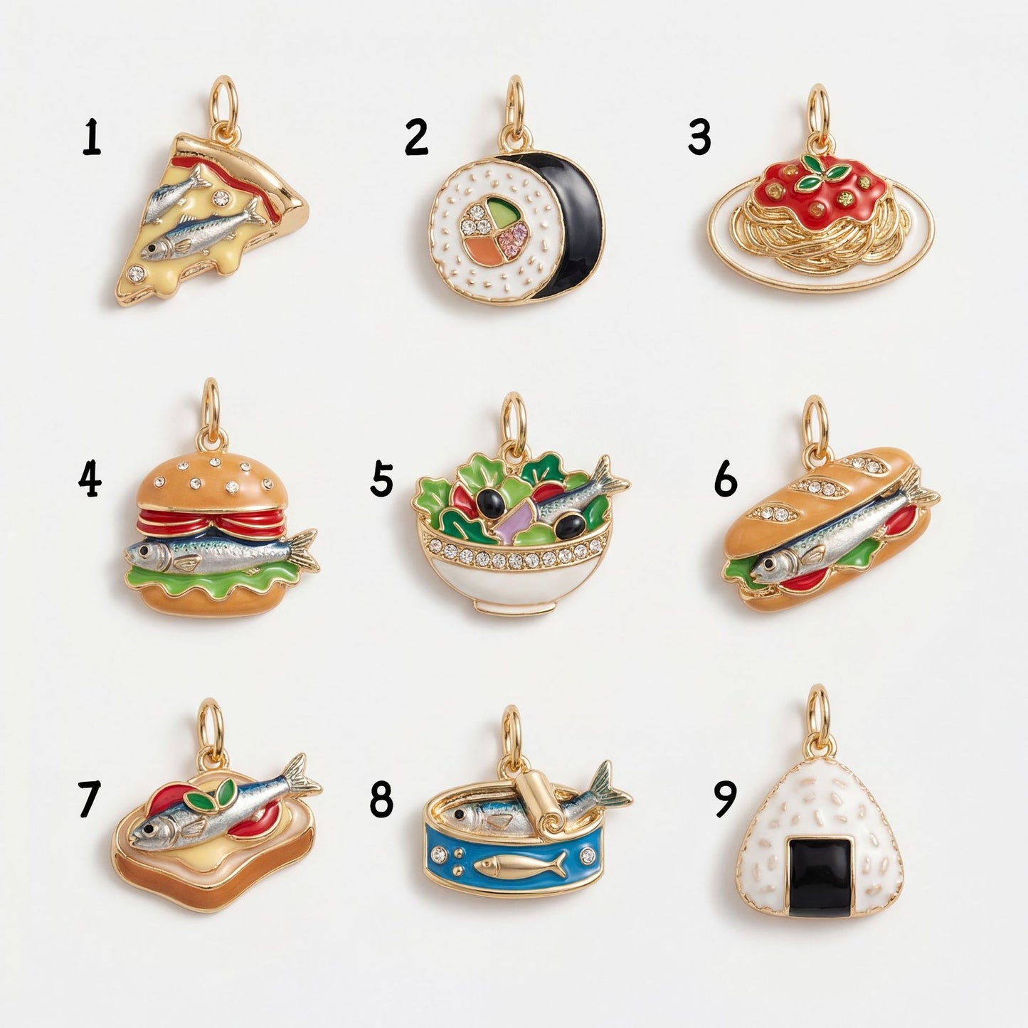 Vintage Gold Plated Brass Food Series Charm Bar