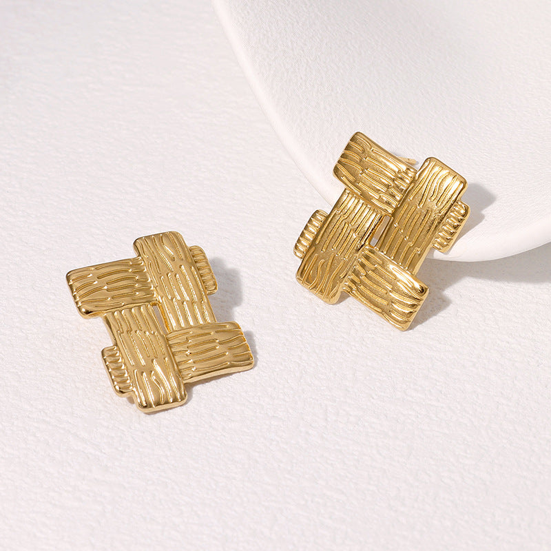 Minimalist Geometric Stainless Steel Earrings with Plating Finish for Women — Hypoallergenic, Fade-Resistant, Modern Fashion Ear Studs