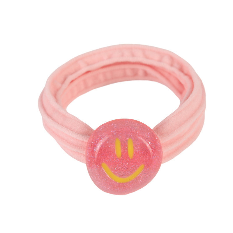 Cute Smiley Face Hair Tie for Kids in Pastel Macaron Colors Elastic Ponytail Holder for Girls and Children