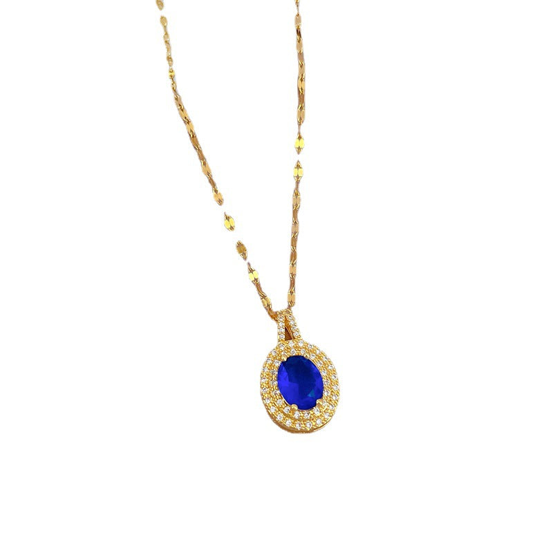 Minimalist Teardrop-Shaped Titanium Steel Necklace with Rhinestone Inlay and Floral Motifs Including Rose Camellia and Lily of the Valley