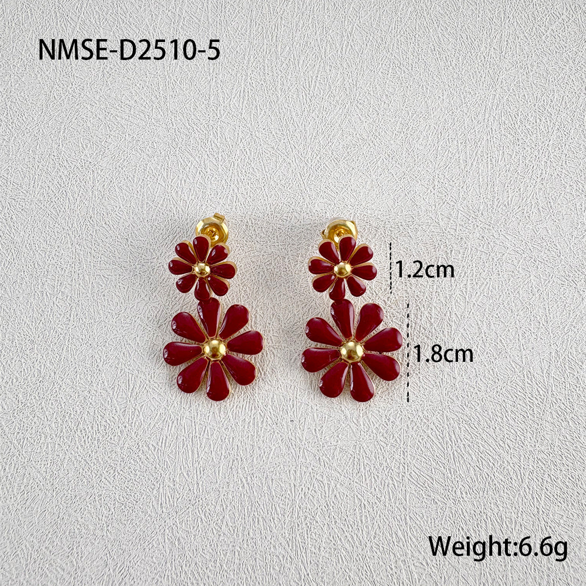 Pendientes Frescos Esmaltados de Margarita Dulce de Acero Titanio para Mujer con Acabado Chapado